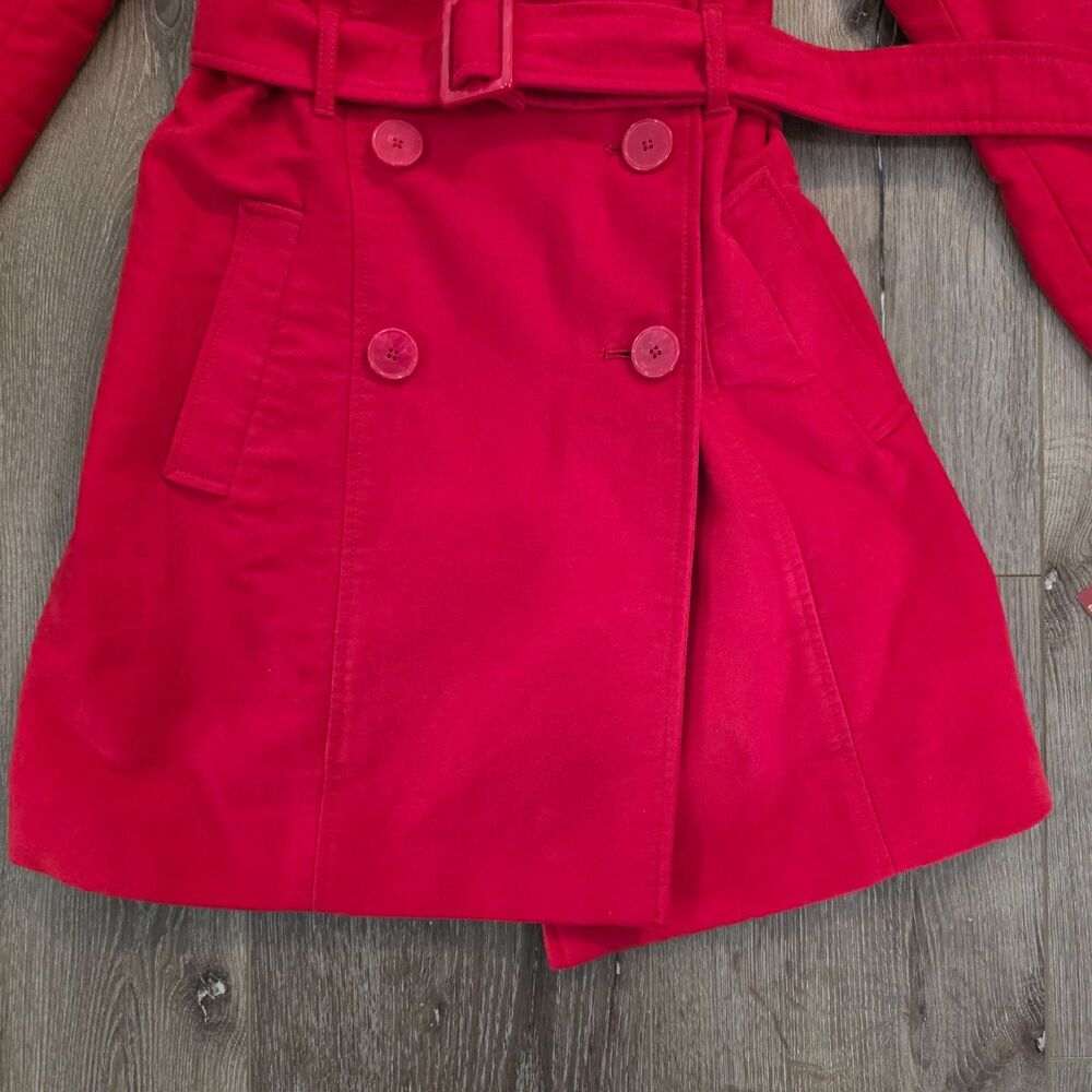 MERONA Red Womens Belted Trench Coat Midi Size S NWT Y2K Sleek Career - Picture 3 of 6